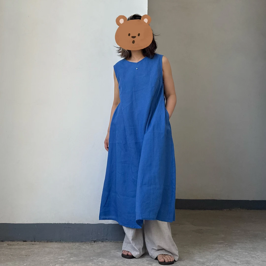 夏日好显气质V领无袖背心裙显瘦