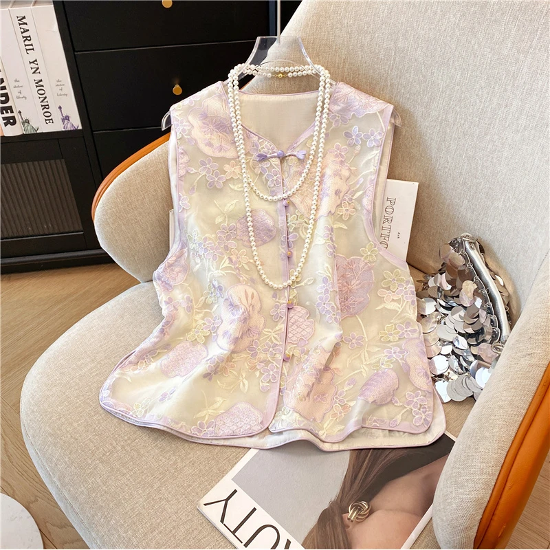 新中式马甲紫色轻薄百搭坎肩新款轻奢时尚气质国风女装上衣马夹女