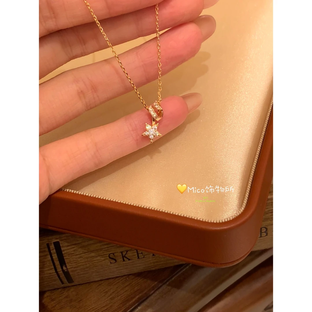 铜项链 香槟色五角星流星项链女M267