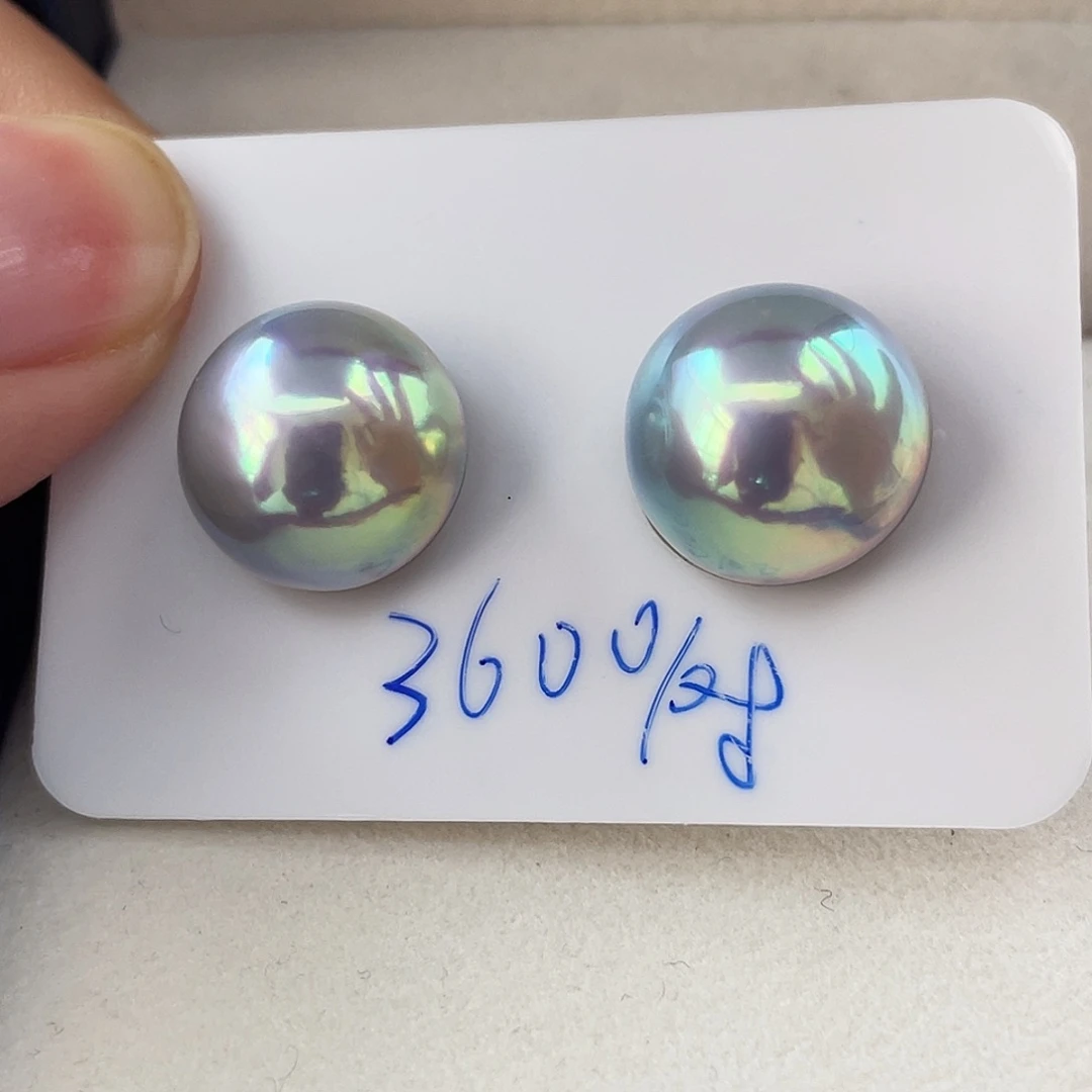 未镶嵌耳饰拼合珍珠（马贝珠）海水马贝13-14mm