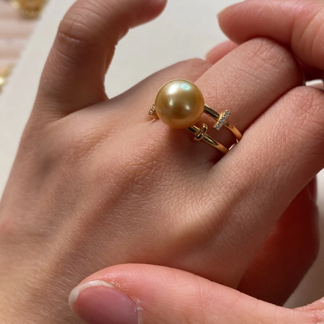 海水珍珠戒圈银S925镶嵌