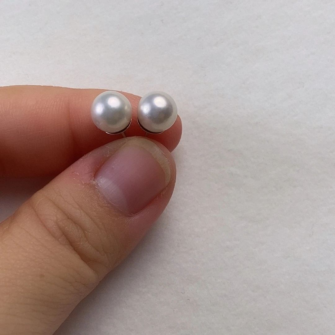 钛钢淡水珍珠耳饰