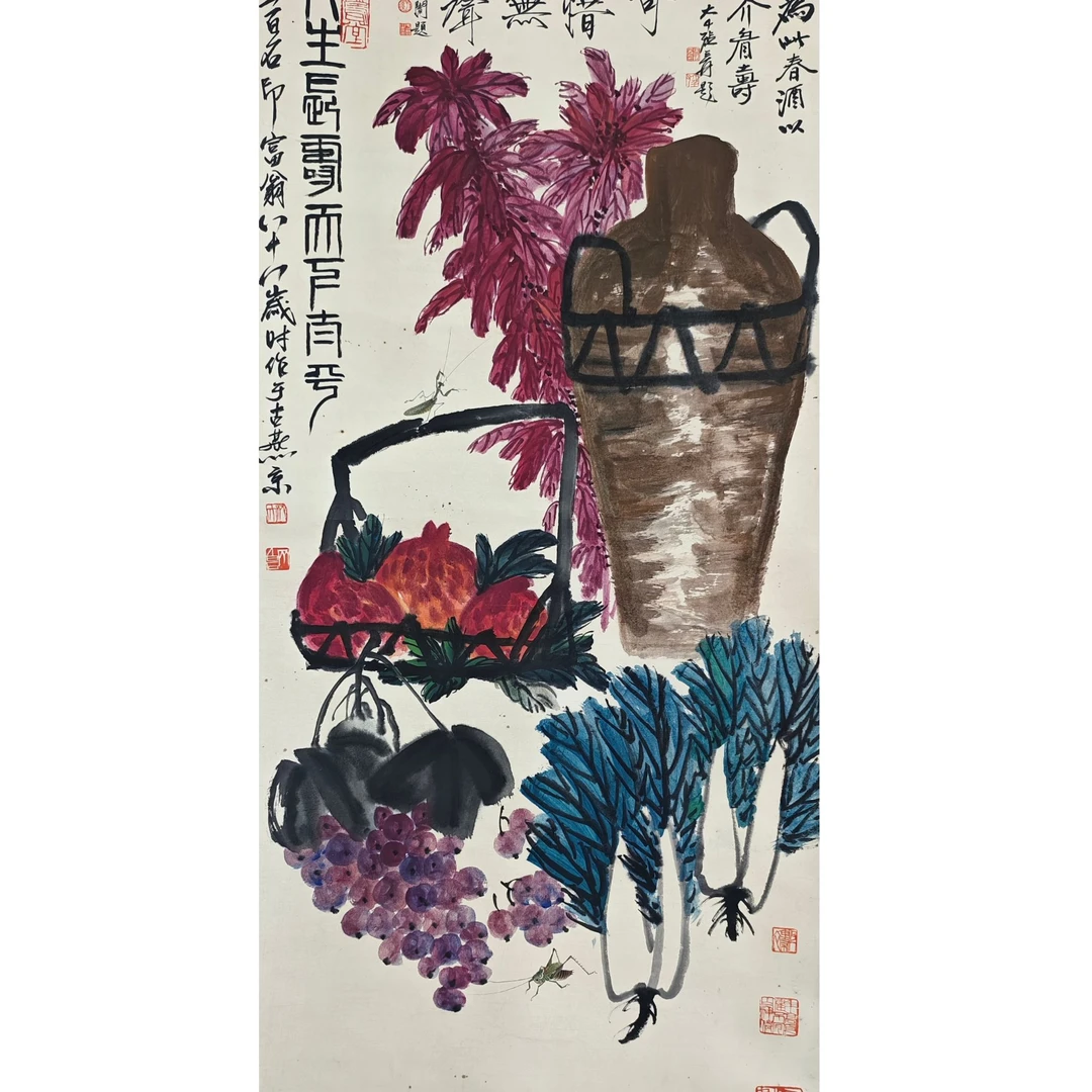 齐老款 花卉立轴 138×68