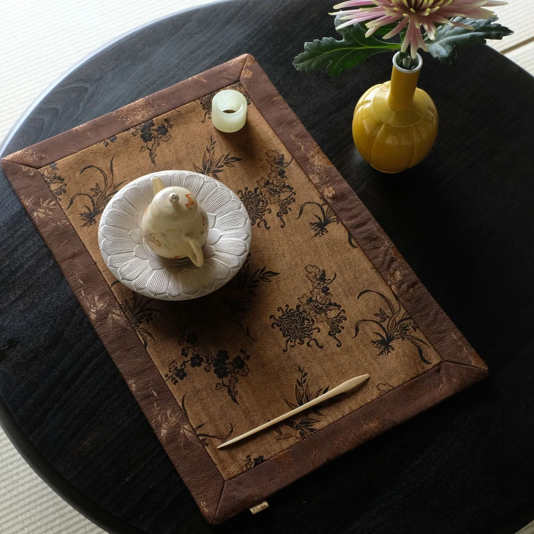 灵源山房-【梅兰竹菊】四拼香云纱茶席