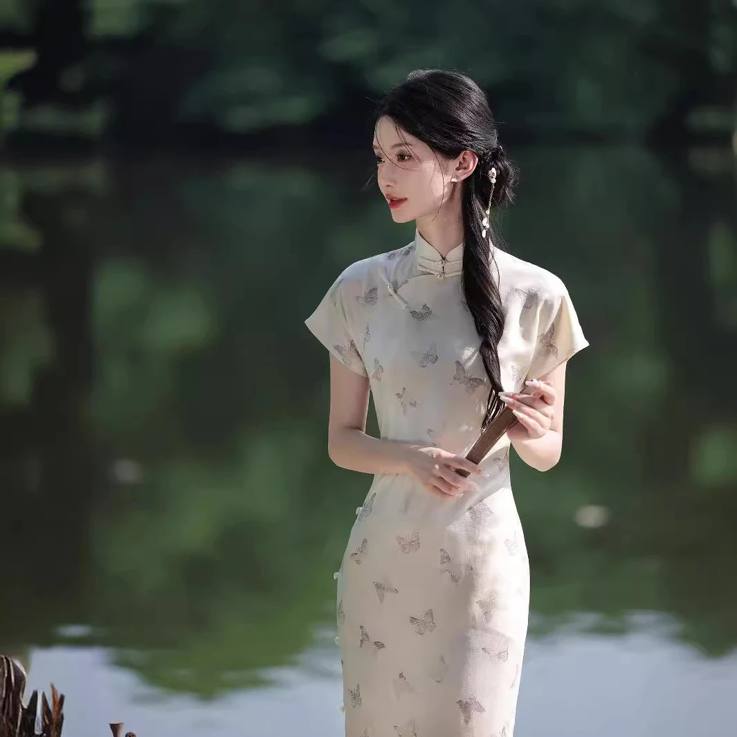 春晓文艺清新旗袍少女气质古典甜美改良修身年轻2024夏新款连衣裙