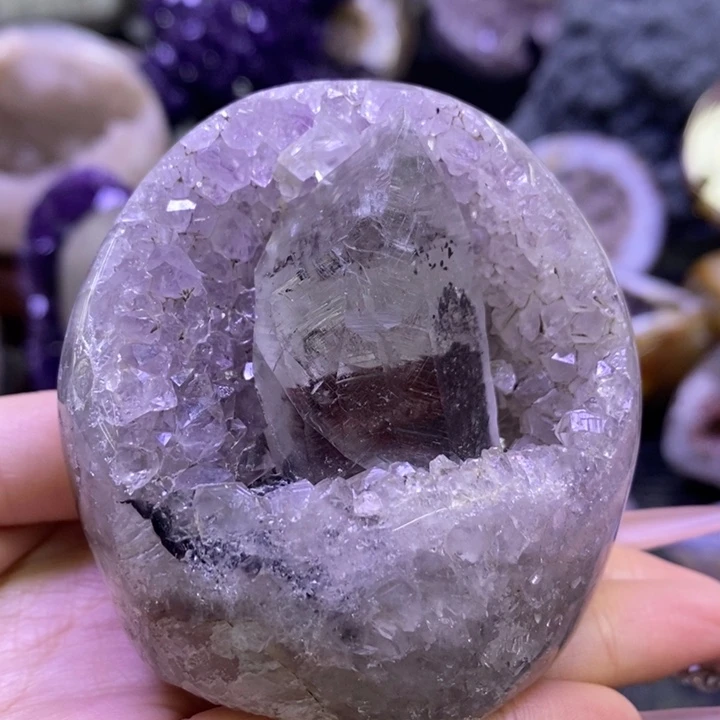 未镶嵌珠宝半成品紫晶紫晶奇石摆件
