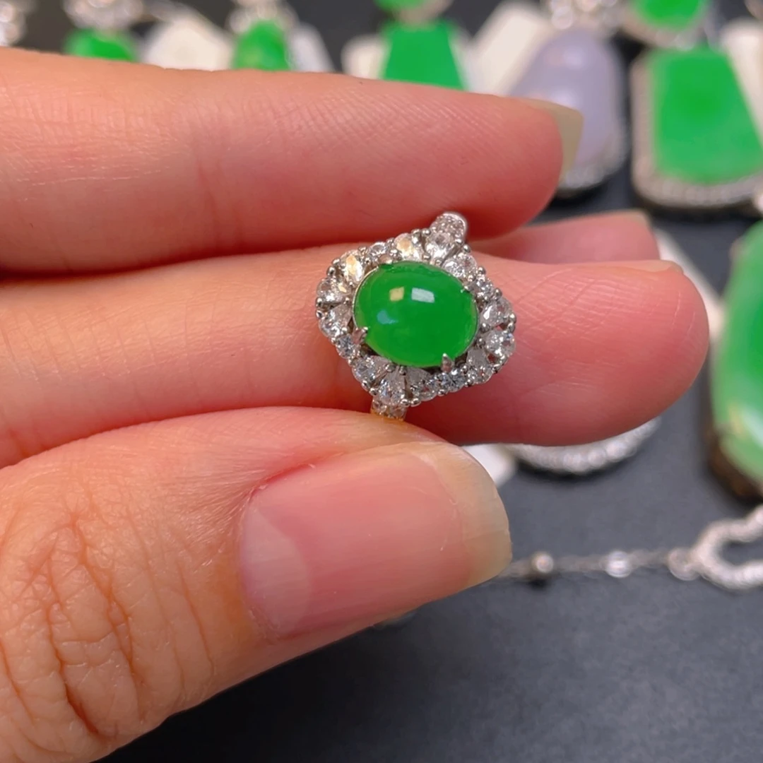 翡翠银S925镶嵌吊坠(不含链)戒指