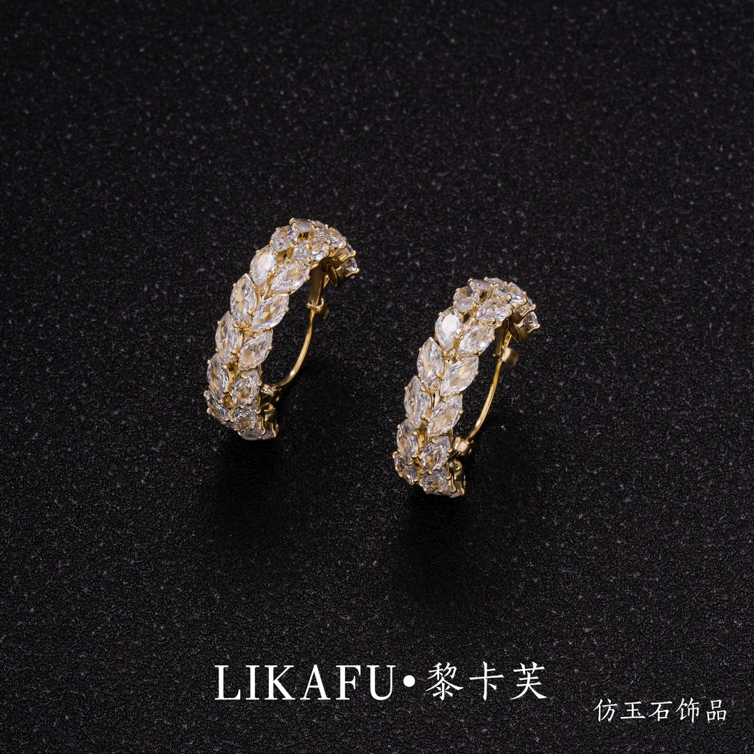 铜合金亚克力耳饰 铜合金 合成立方氧化锆 黎卡芙 【麦穗】经典耳饰
