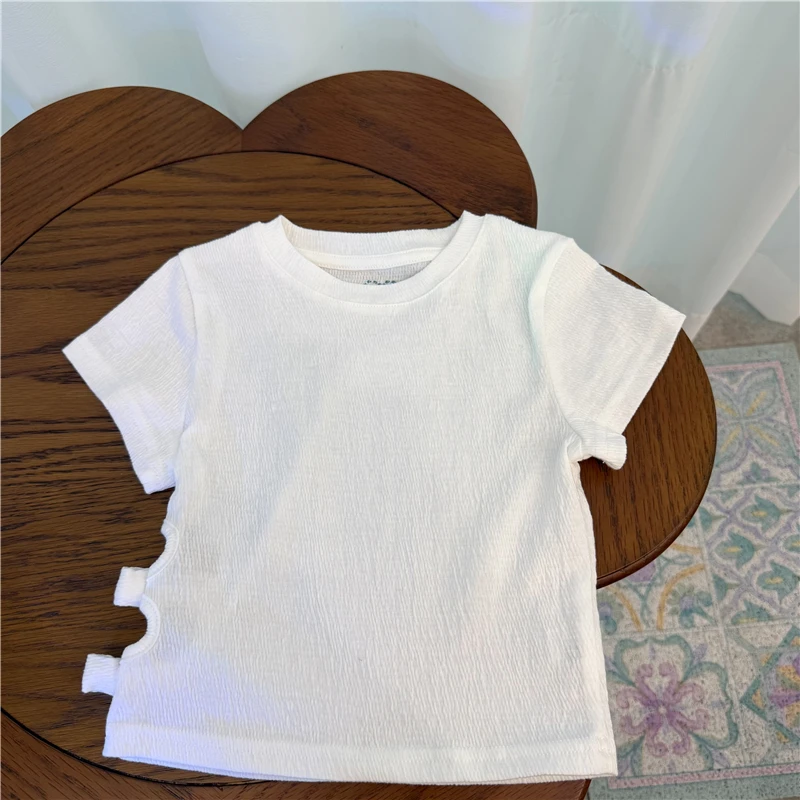 【两个洞】X25214T破洞蝴蝶结T鱼子酱品牌儿童女童服装