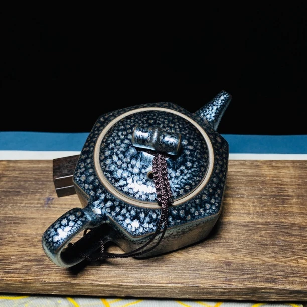 百花六方壶大容量建窑建盏天目盏陶瓷茶具自用送礼品茗杯茶杯