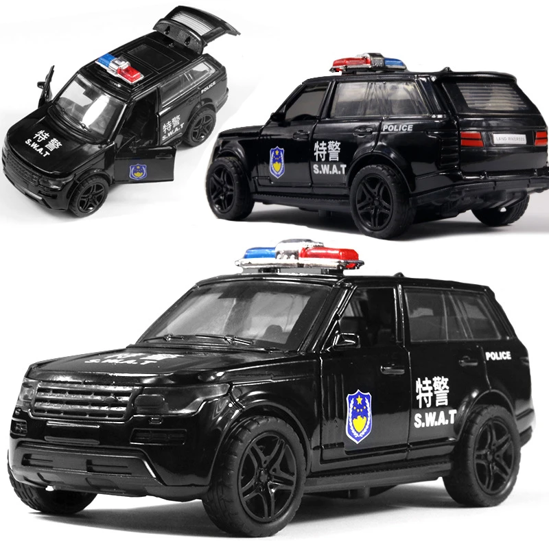 儿童仿真声光合金车模型警车宝玛X7警车模型男孩小汽车玩具警车