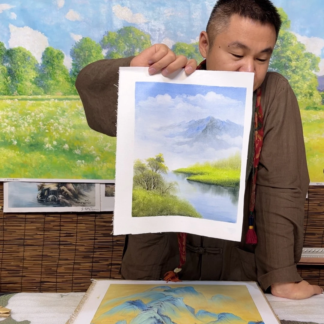 油画用****8行路人小院绘画作品竞拍