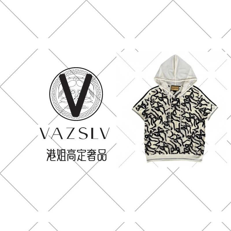 【VAZSLVTY/原创设计】Y30春夏上新印花镶钻连帽短袖T恤VC33