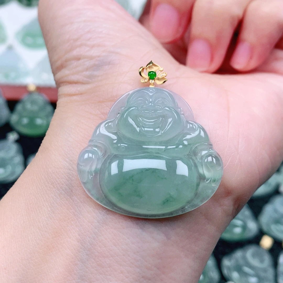 翡翠18K金镶嵌吊坠(不含链)