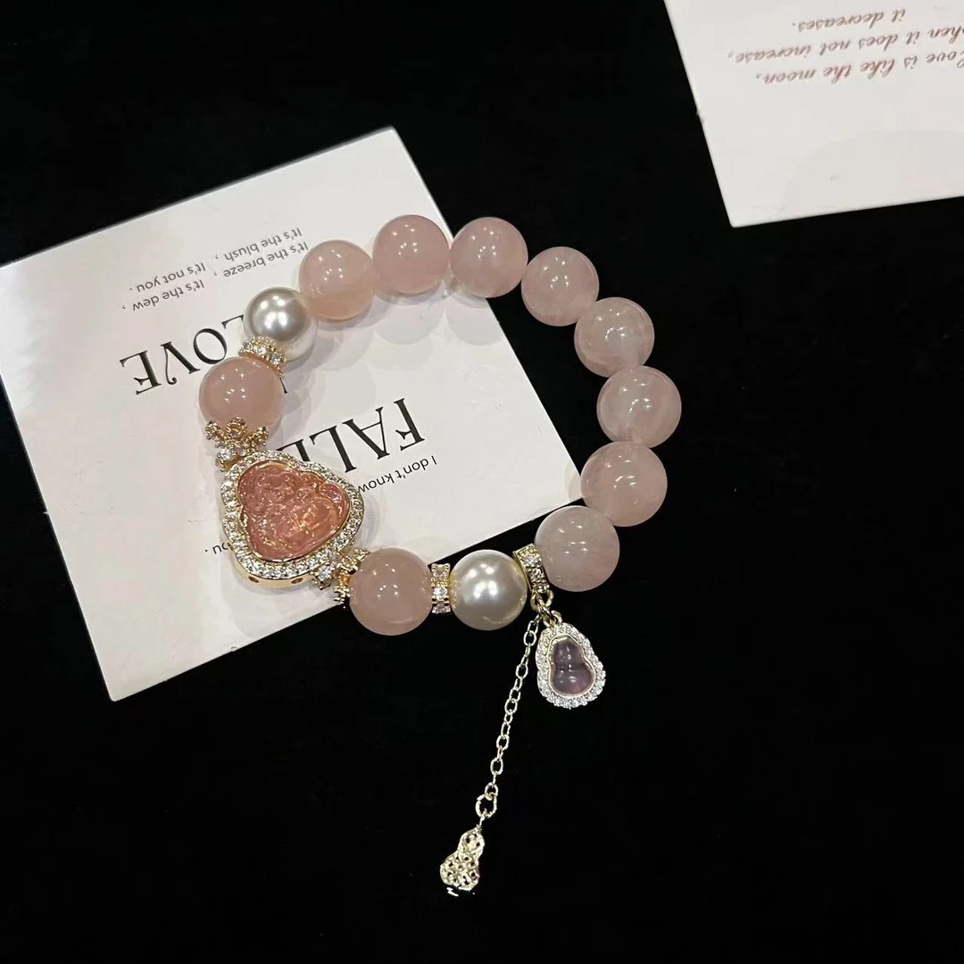 F505 13mm西柚粉+大肚佛设计款手串 多样性发一