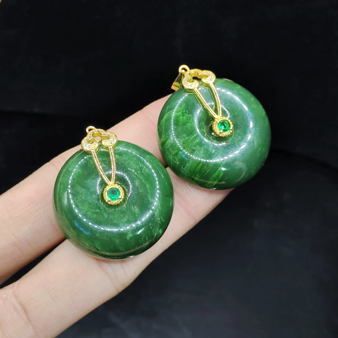 s925银和田玉平安扣吊坠赠链L1【多样性发其一】约27-14mm