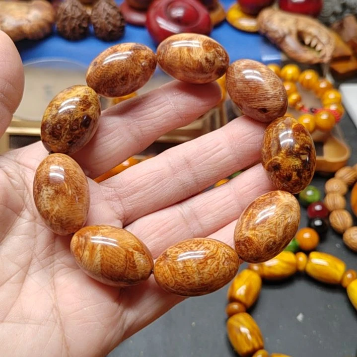 松木望*居琥珀木手串枣型珠1.8尺寸