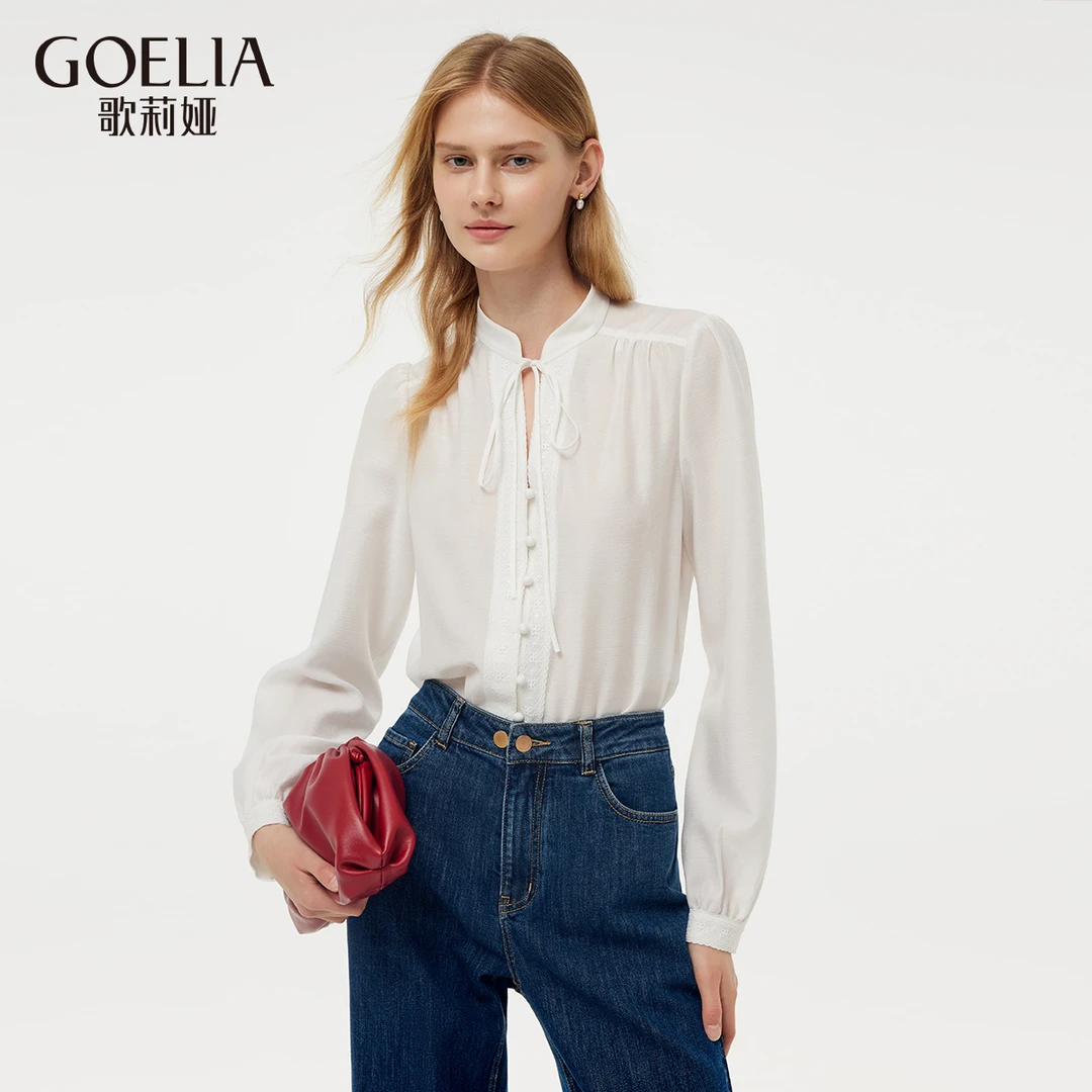 歌莉娅 春季新品  立领花边装饰衬衫  1E1R3I120