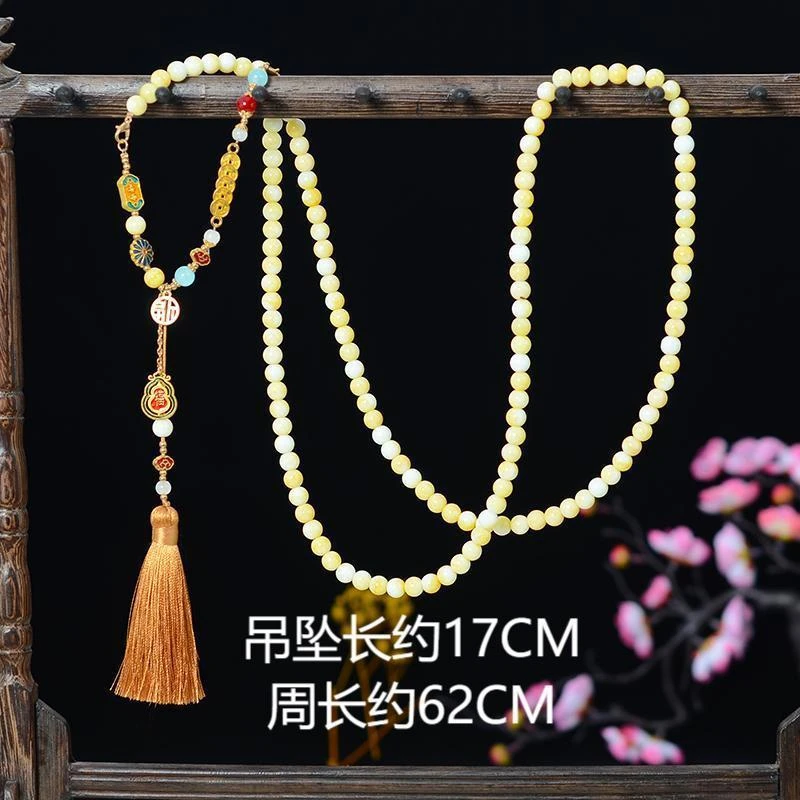 非金属玻璃项链 Msshe新中式长款国风斜挎链A51005