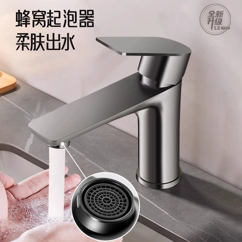 NGSW新款枪灰面盆冷热水龙头加厚卫生间陶瓷盆洗脸盆通用家用