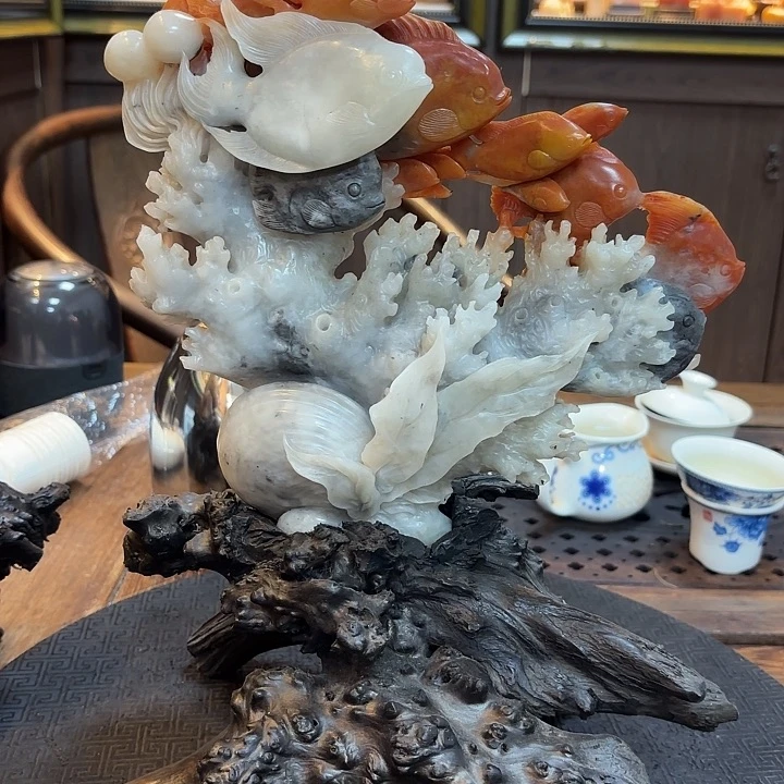 寿山石力争上游摆件