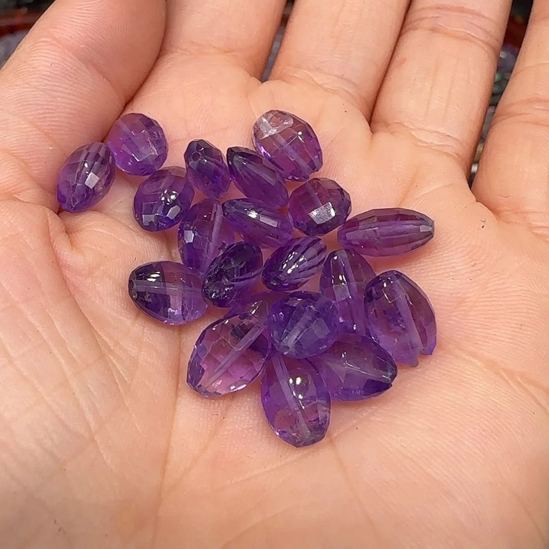 玛瑙/玉髓合金珠宝半成品紫水晶7mm2颗