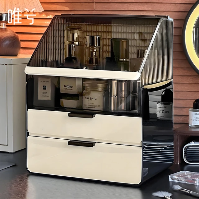 化妆品收纳盒桌面高级感梳妆台护肤品口红防尘大容量护肤品收纳盒