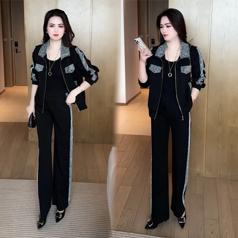 春季新款时尚穿搭气质休闲宽松显瘦洋气减龄套装小香风小个子韩版