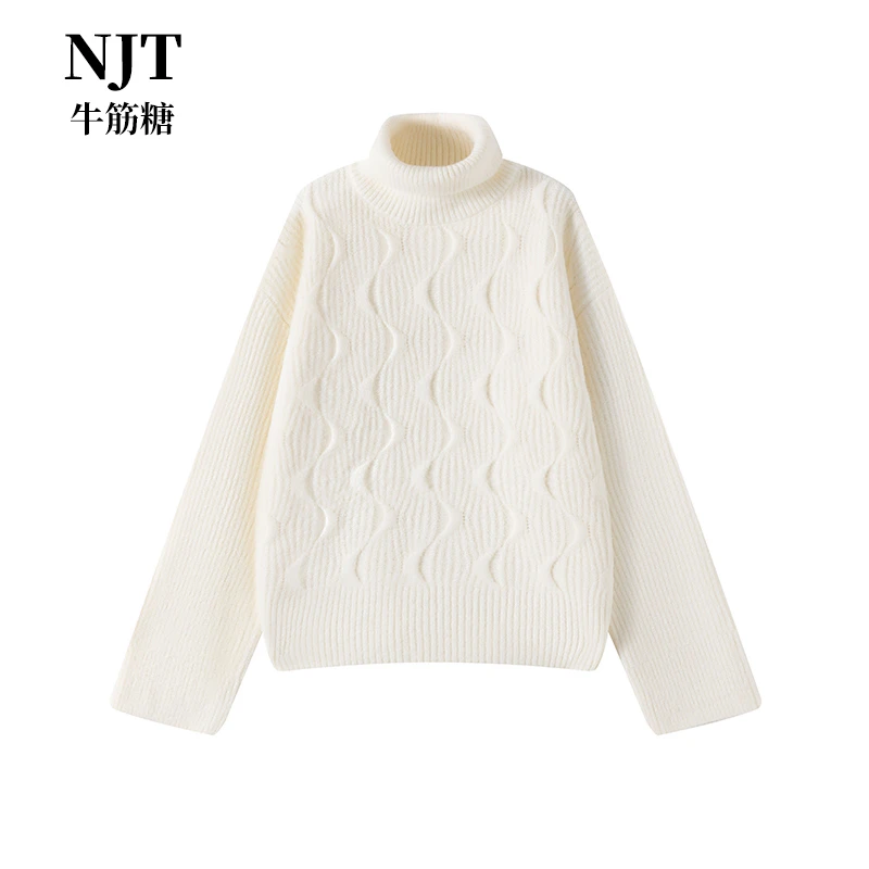 牛筋糖「NJT」2024年秋冬软暖保暖慵懒风高领针织毛衣T4017