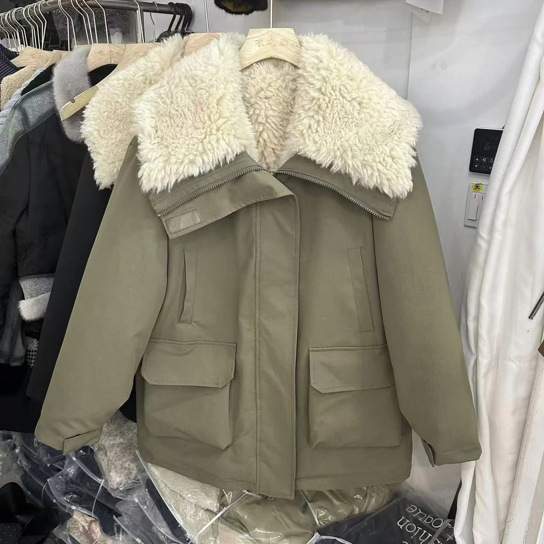 2024冬季毛毛冲锋衣外套派克服棉服加绒加厚冲峰衣
