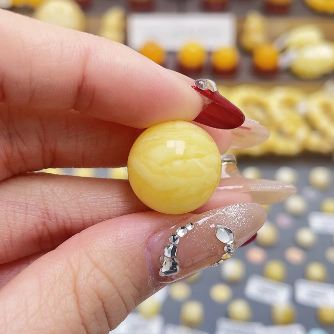 琥珀裸石未镶嵌蜜蜡圆珠17.1mm