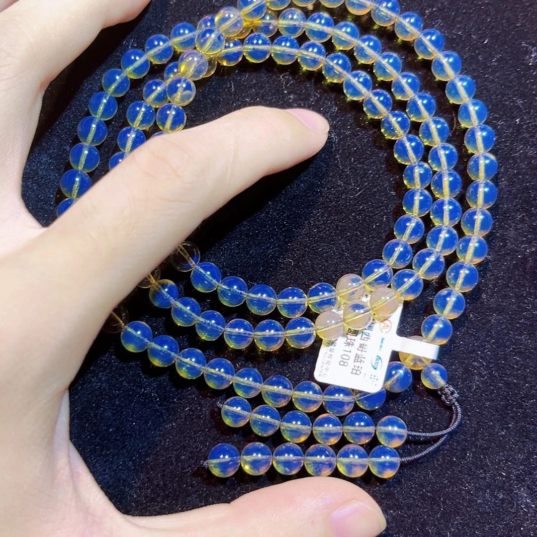 蓝珀未镶嵌珠宝奇石6mm108