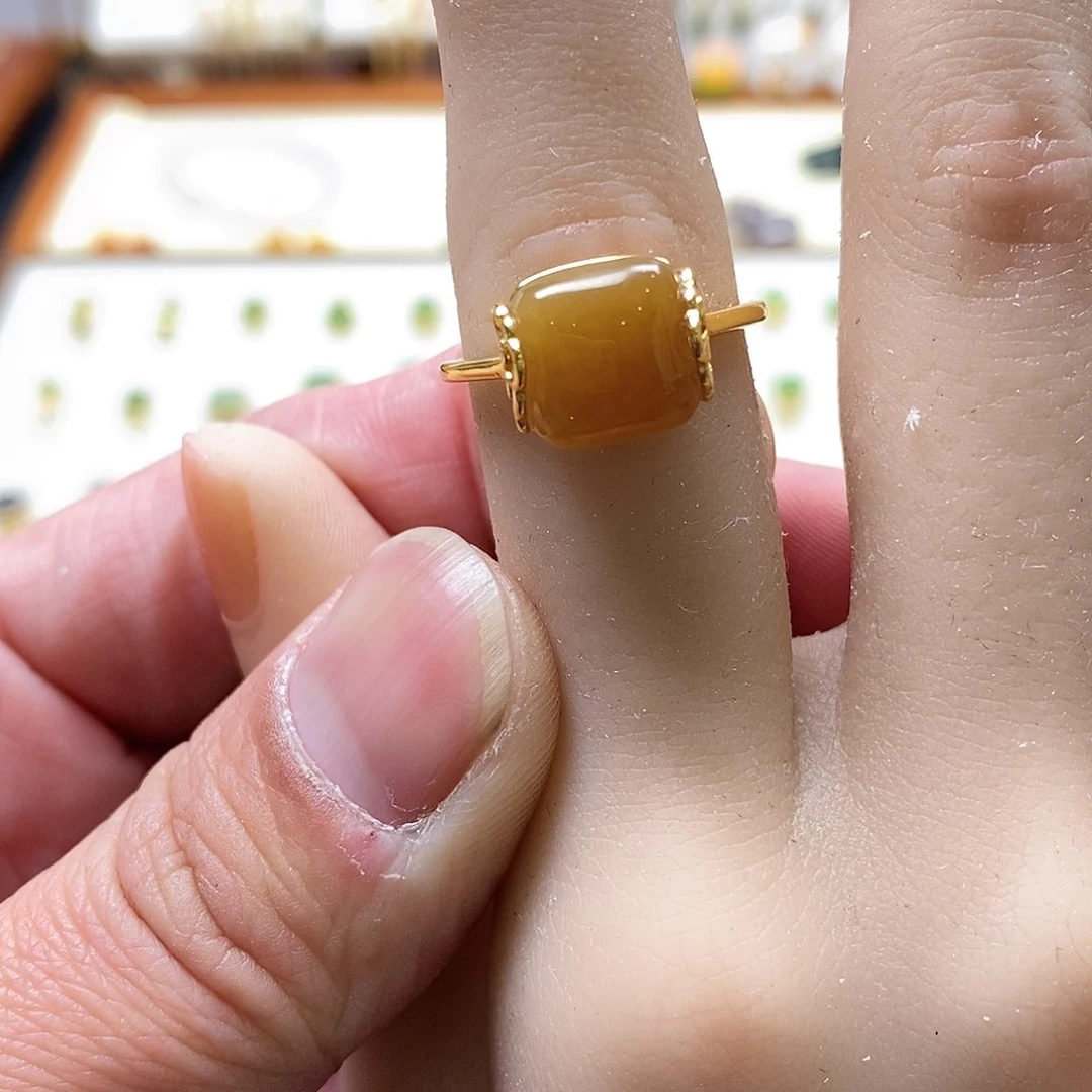 和田玉戒指银S925镶嵌