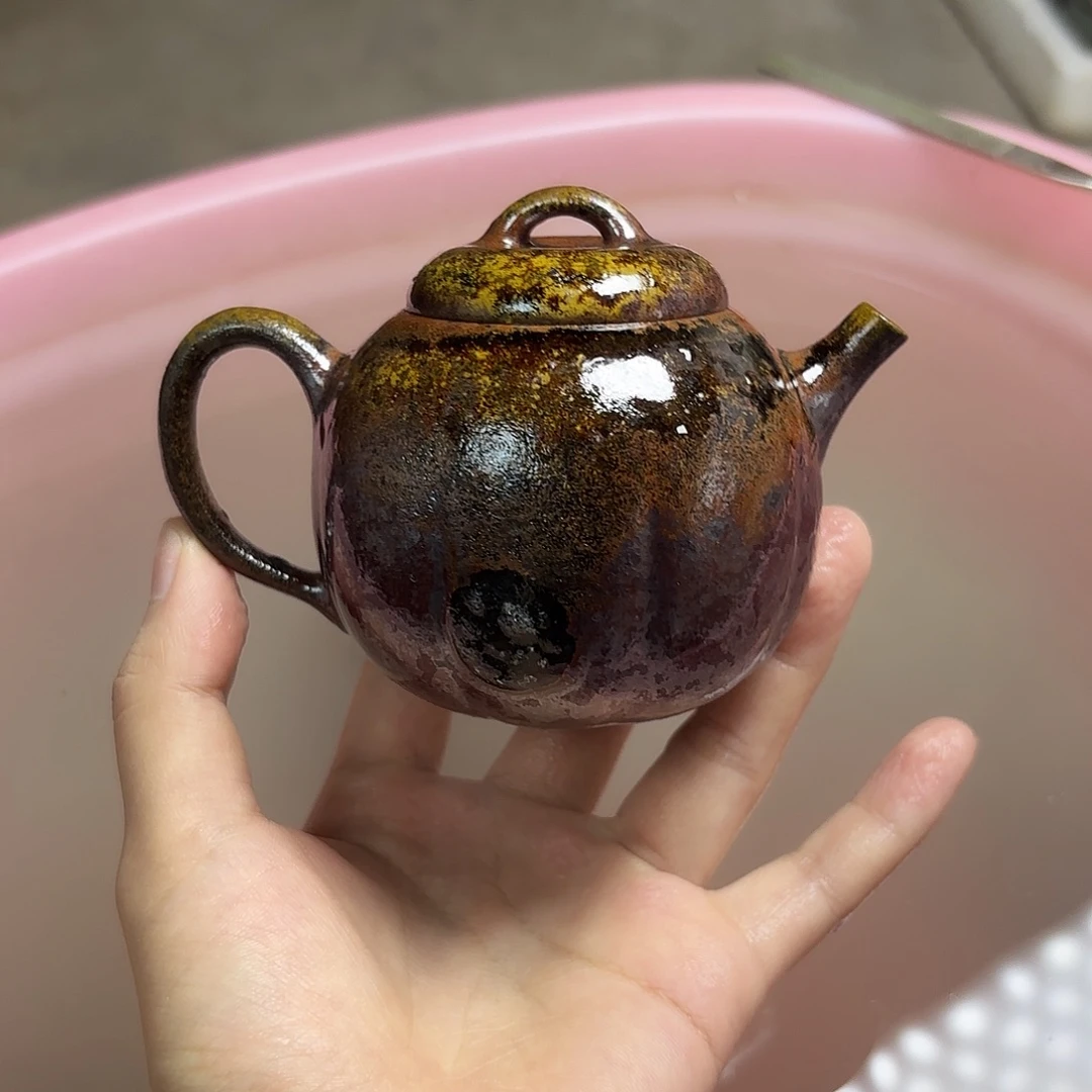 茶壶紫砂柴烧紫砂壶天青海棠