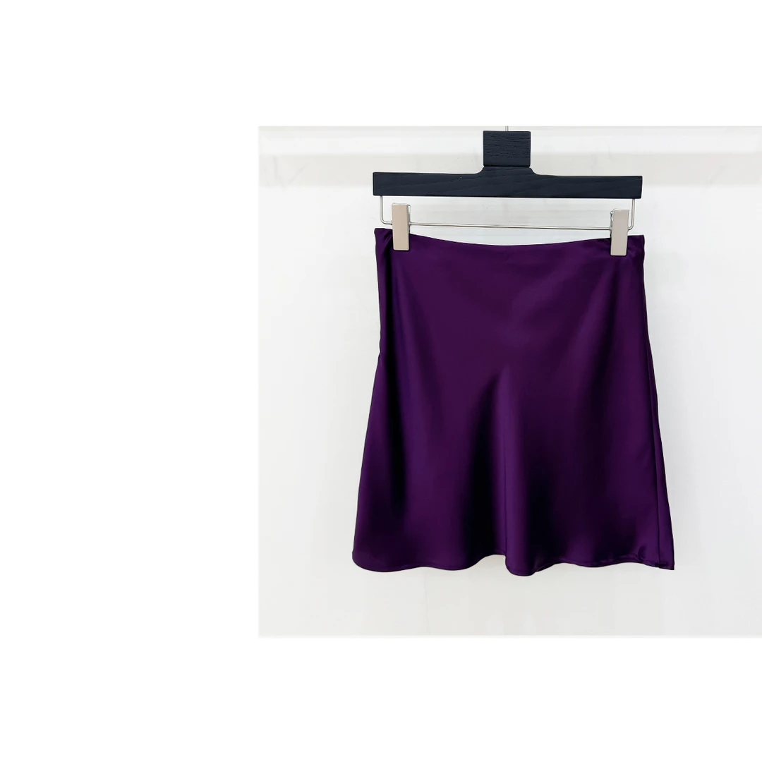 【西西高定】夏日新款紫色高腰百搭修身显瘦包臀半裙