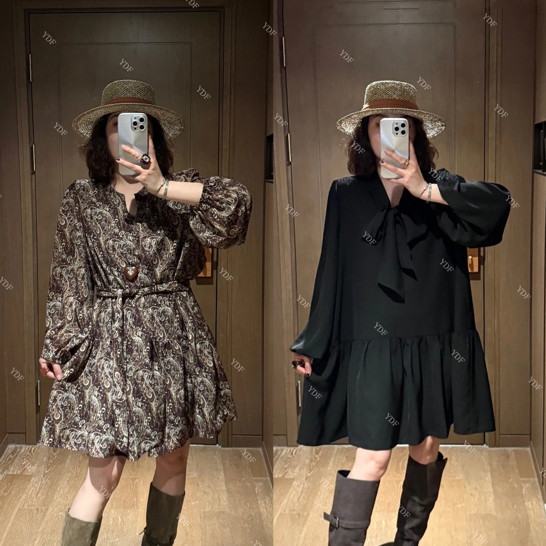 YDFSTUDIO小众【淑女法则】欧货早秋重工飘带设计时尚百搭连衣裙