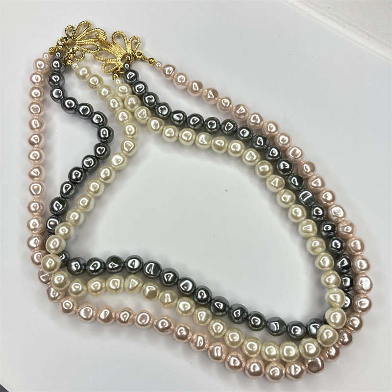 合金项链 芳芳家三层珠珠项链1-2【2070108-005】