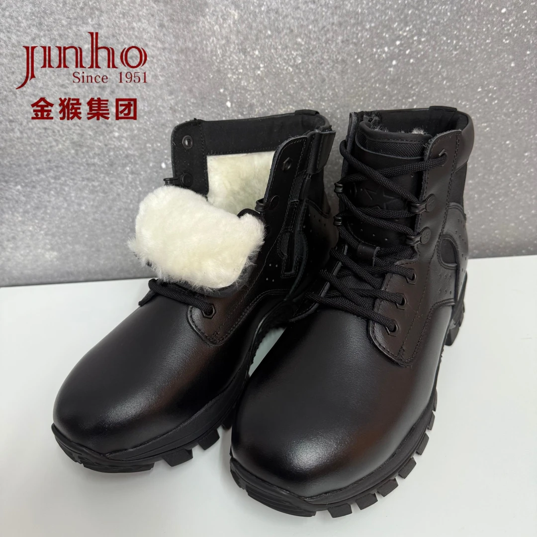 Jinho/金猴小黑靴羊皮毛一体中帮冬季保暖耐磨防滑防刺QT8005A-1