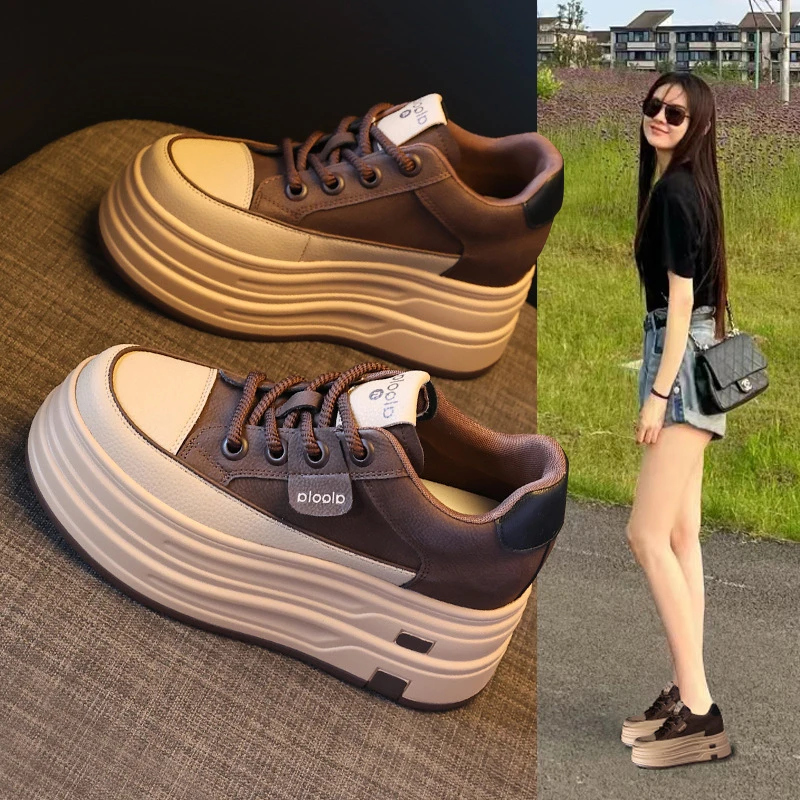 小白鞋厚底休闲板鞋女2025年秋季新款松糕8cm时尚百搭运动休闲鞋