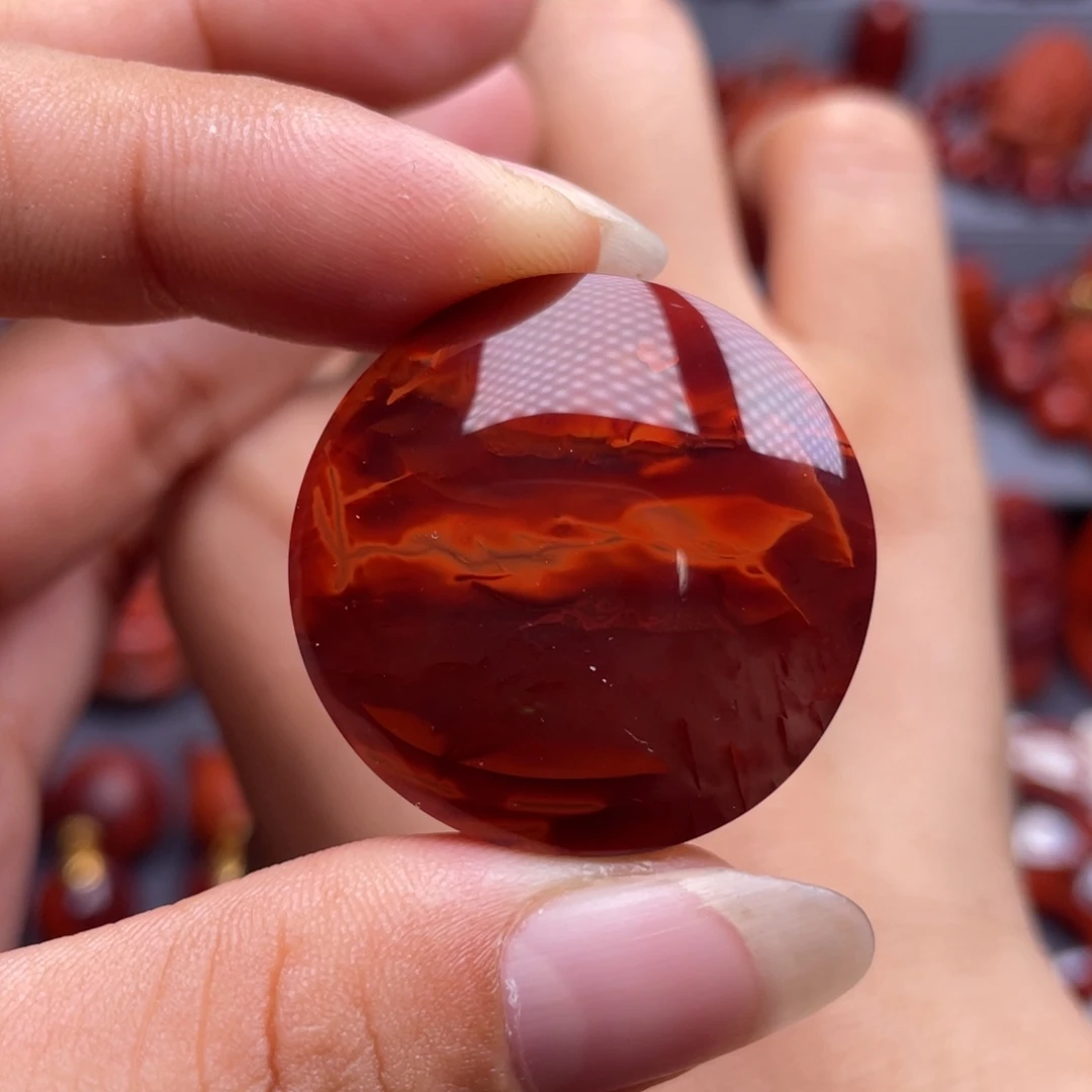 未镶嵌南红玛瑙珠宝奇石圆牌吊坠