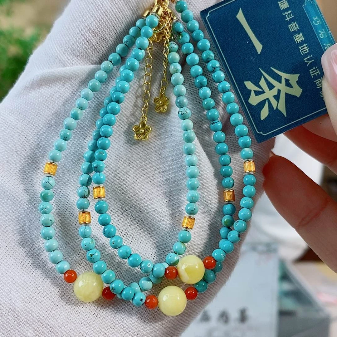 银S925镀金镶嵌绿松石珠宝奇石多样性发货一条