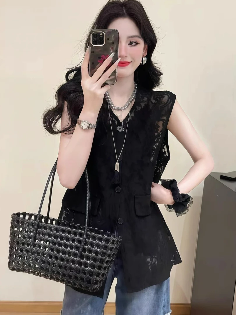 定制面料重工钩花气质洋气精致上衣衬衫2029