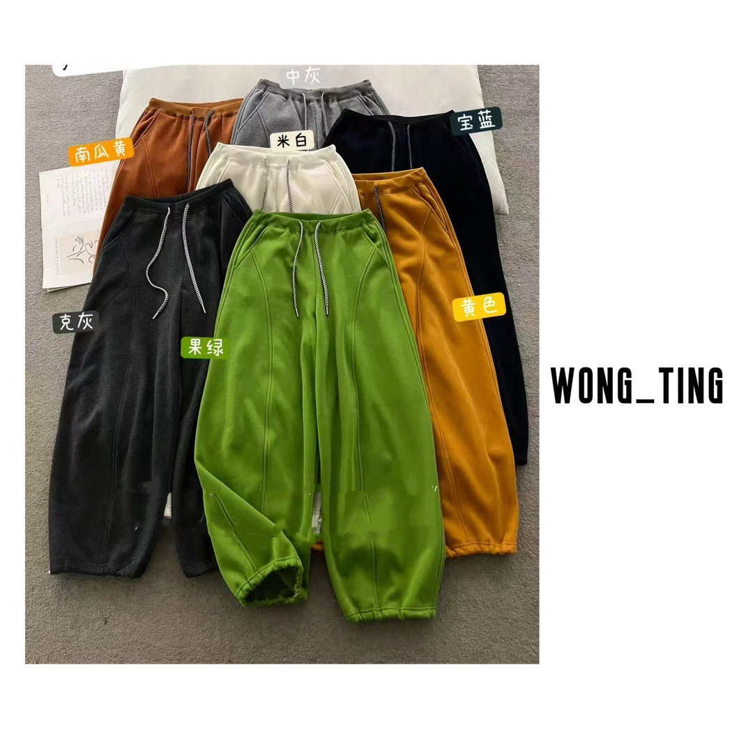 wong_ting小众设计师七色加绒显瘦可束脚直筒卫裤休闲裤251008