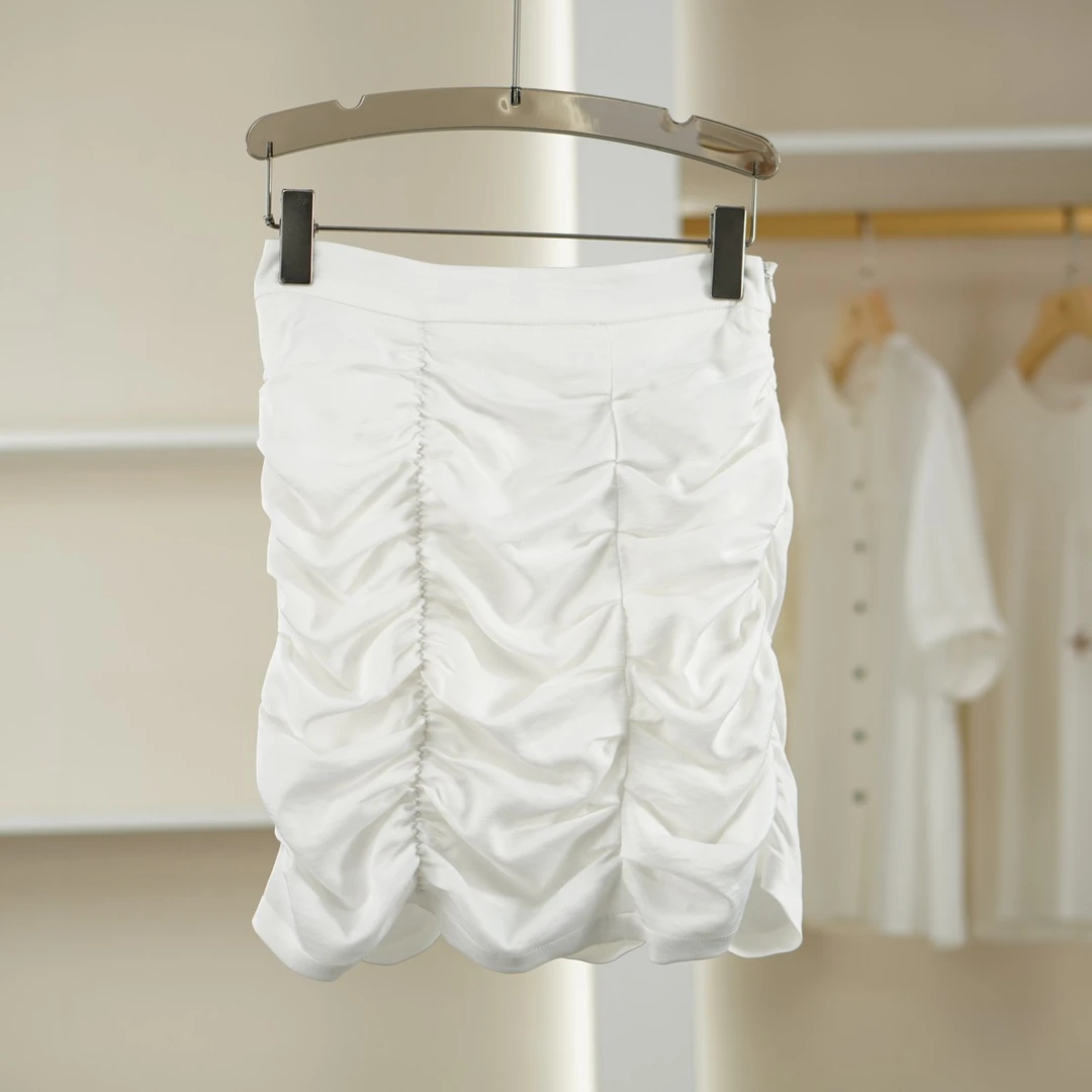 麦迪尚品【蒙M】50516157 设计感褶皱百搭短裙夏季女装品牌折扣