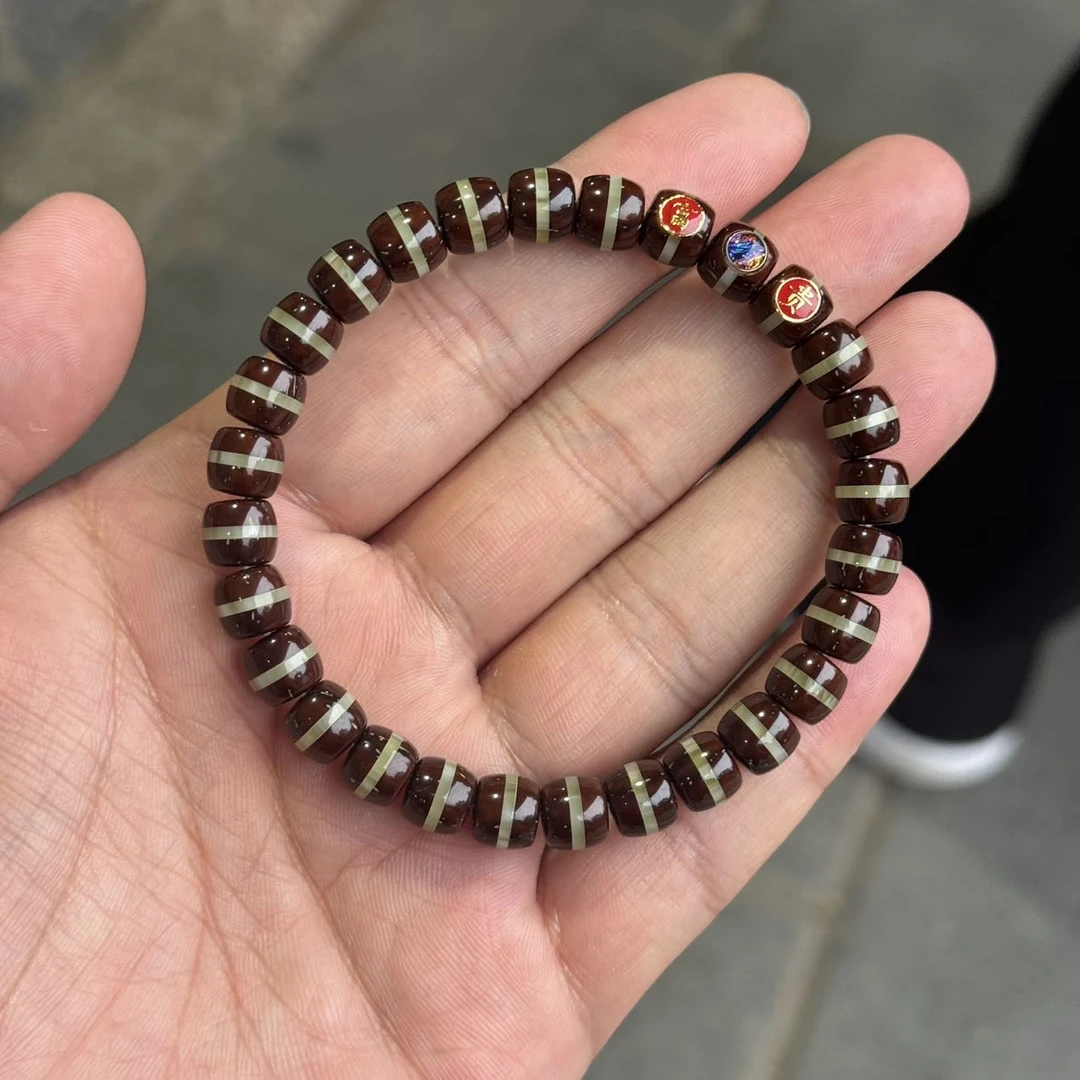 【曹掌柜精选】16 G24329-实心玉化鼠-带标款手串-8mm+