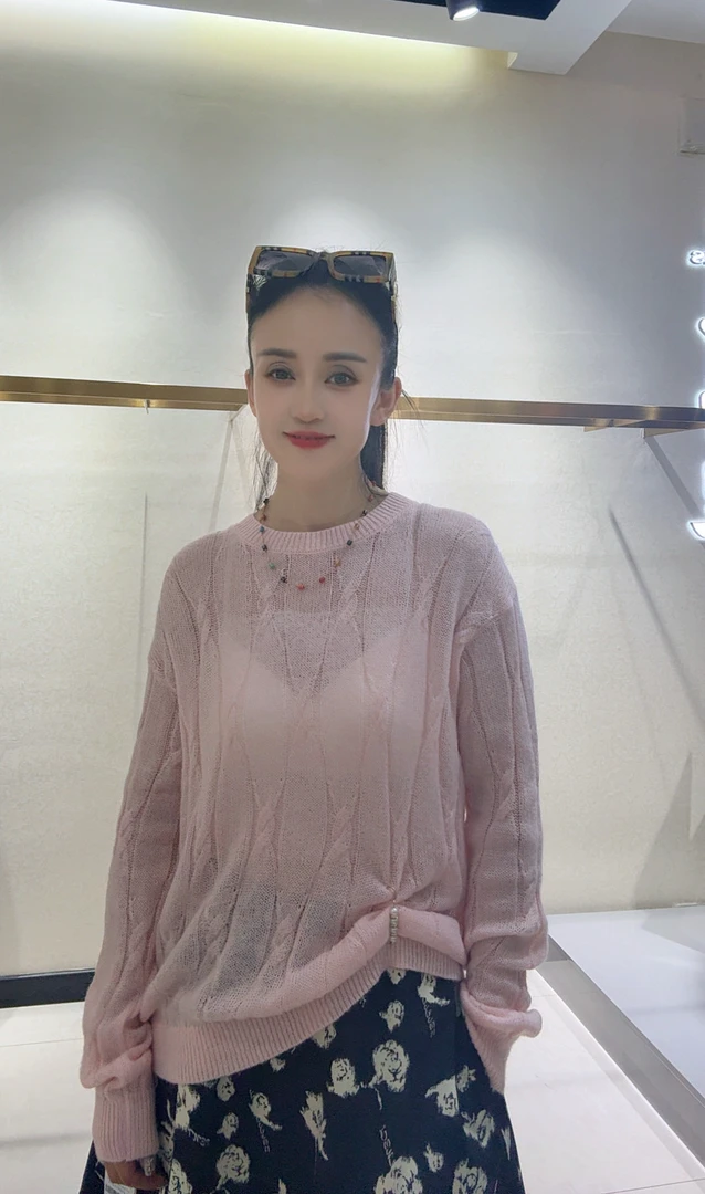 毛针织衫薄款秋季针织衫常规款镂空厚款上衣蕾丝圆领