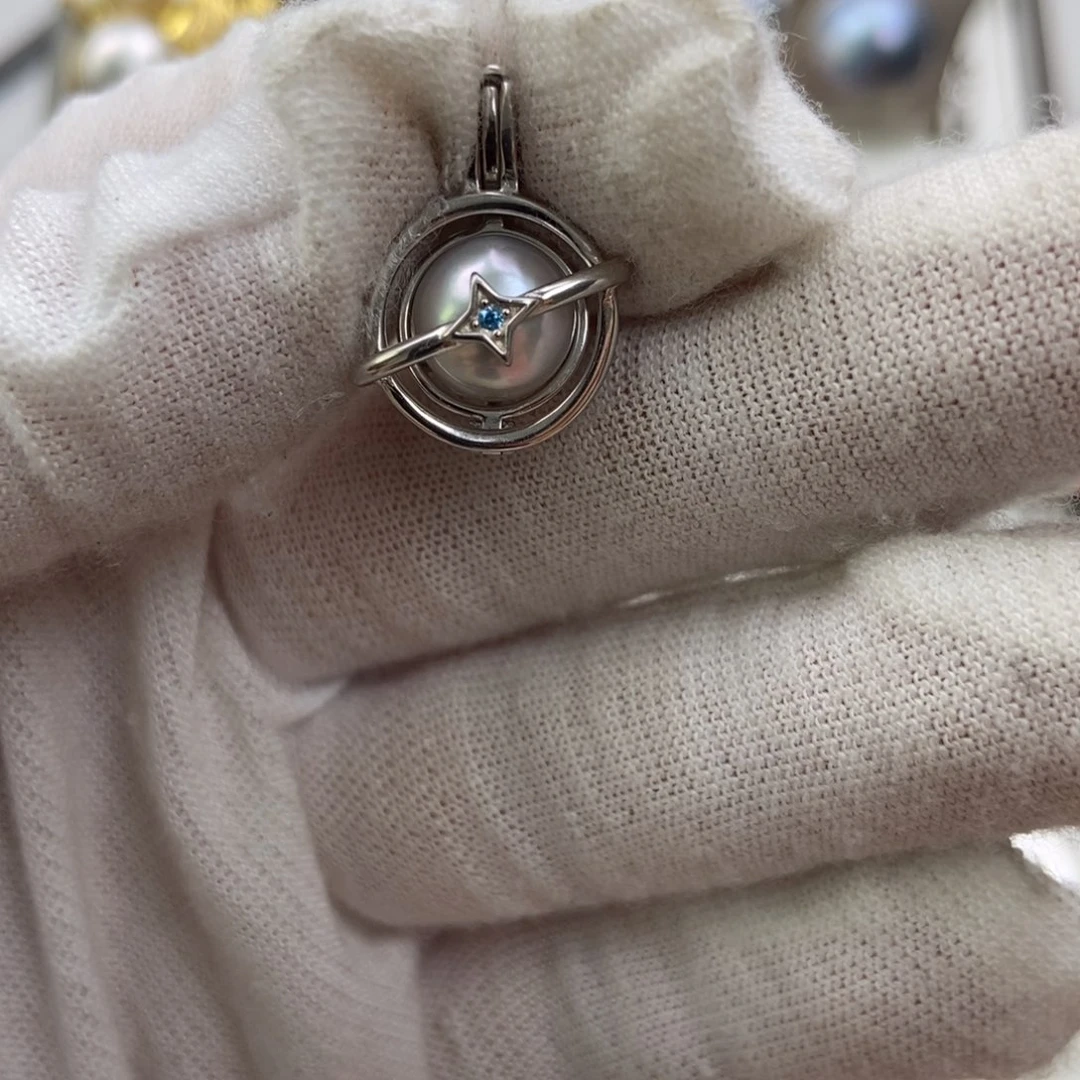 海水珍珠银S925镶嵌颈饰