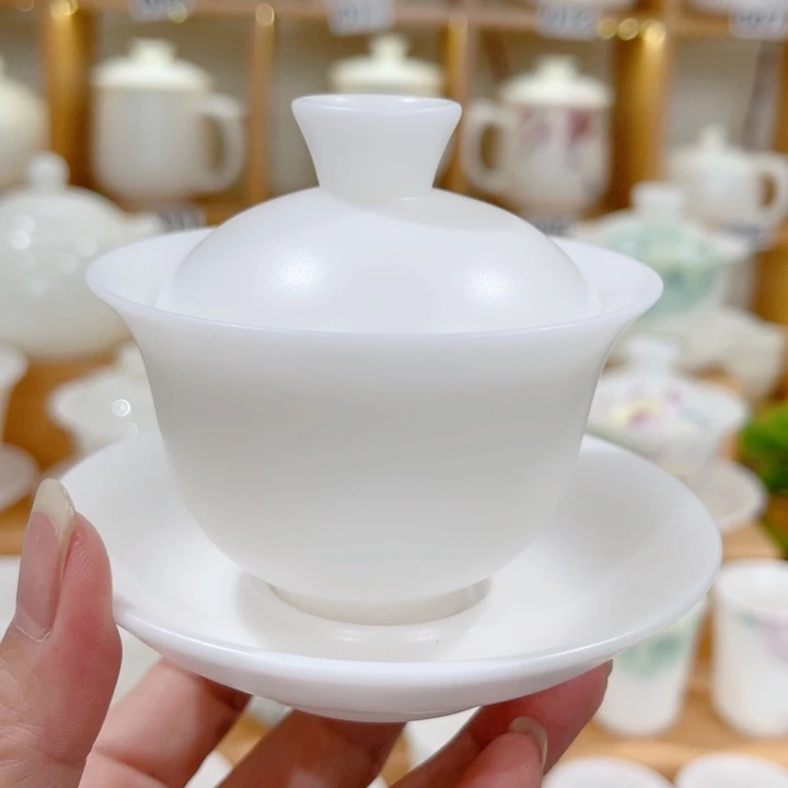 高冰素烧迷你小盖碗80小徽瑕上**品