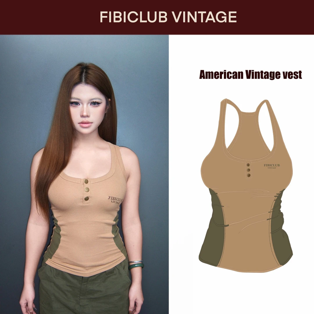 FIBICLUB-【美式废土风】美式复古辣妹显瘦吊带背心【原创设计】