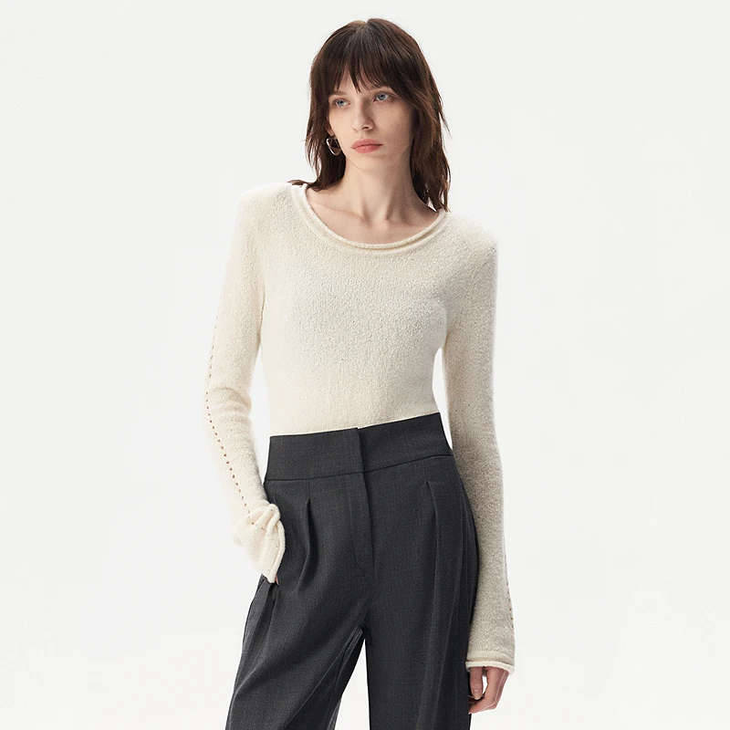 IRO Night 亮片镂空针织毛衣白色式轻奢25早春新款